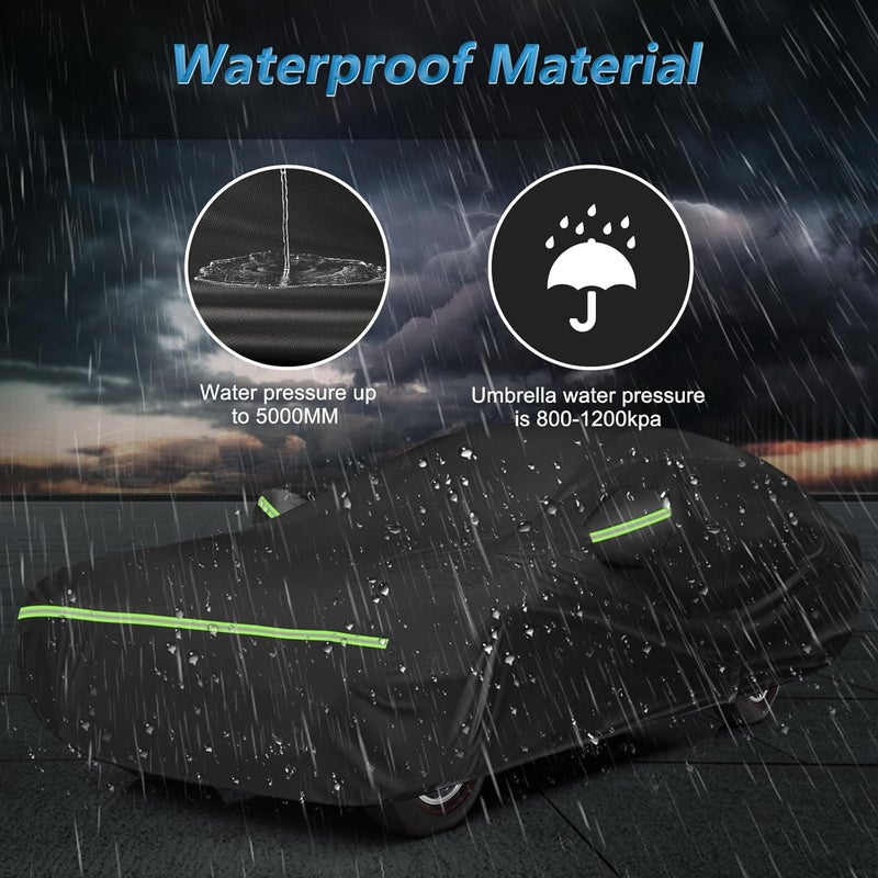 BIGACOVER Waterproof Car Covers for Chevrolet II Nova/Nova SS 350/350 SC Sedan/Coupe 1962-1974,420D Oxford Cloth Sun Heat Protection Outdoor Full Covers with Driver Side Zipper Windproof Heavy Duty All Weather - Image 5